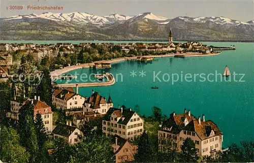AK / Ansichtskarte Friedrichshafen Bodensee Panorama mit Alpen Kat. Friedrichshafen