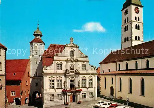 AK / Ansichtskarte Wangen Allgaeu Rathaus Martinskirche Kat. Wangen im Allgaeu