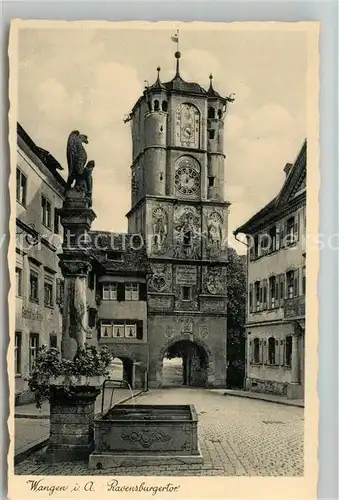 AK / Ansichtskarte Wangen Allgaeu Ravensburger Tor Brunnen Kat. Wangen im Allgaeu