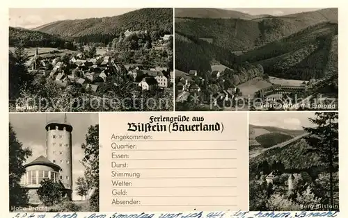 AK / Ansichtskarte Bilstein Sauerland Velschegetal Freibad Burg Hohe Bracht