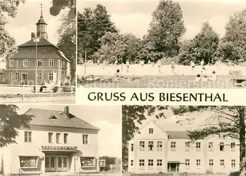 AK / Ansichtskarte Biesenthal Bernau Rathaus Haus Freundschaft Badeanstalt Strand Kat. Biesenthal Bernau