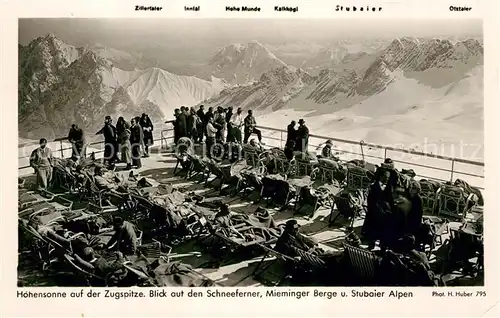 AK / Ansichtskarte Zugspitze Hoehensonne auf der Zugspitze Schneeferner Mieminger Berge Stubaier Alpen Bergwelt Kat. Garmisch Partenkirchen
