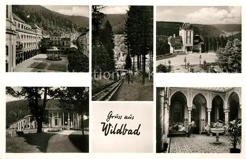 AK / Ansichtskarte Wildbad Schwarzwald Kurhaus Brunnen Bergbahn Kat. Bad Wildbad