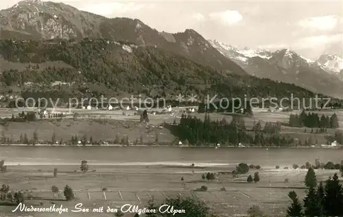 AK / Ansichtskarte Niedersonthofen Niedersonthofer See mit Allgaeuer Alpen Fliegeraufnahme Kat. Waltenhofen