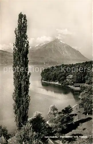 AK / Ansichtskarte Interlaken BE Thunersee mit Niesen Fliegeraufnahme Kat. Interlaken