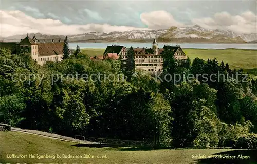 AK / Ansichtskarte Heiligenberg Baden Schloss mit Bodensee und Schweizer Alpen Kat. Heiligenberg