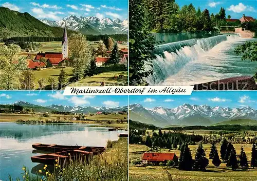 AK / Ansichtskarte Martinszell Allgaeu Ortsansicht mit Kirche Landschaftspanorama Alpen Iller Wehr Niedersonthofener See Kat. Waltenhofen