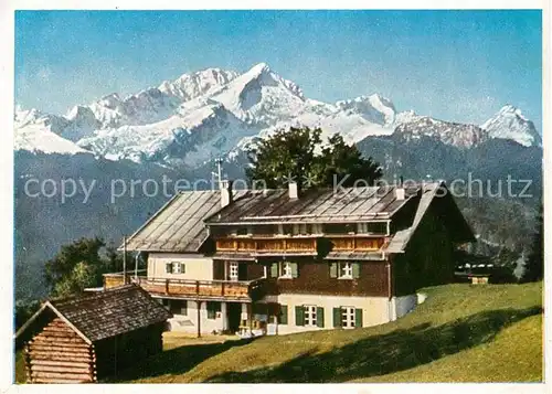 AK / Ansichtskarte Garmisch Partenkirchen Eckbauer mit Alpspitze und Zugspitze Wettersteingebirge Kat. Garmisch Partenkirchen