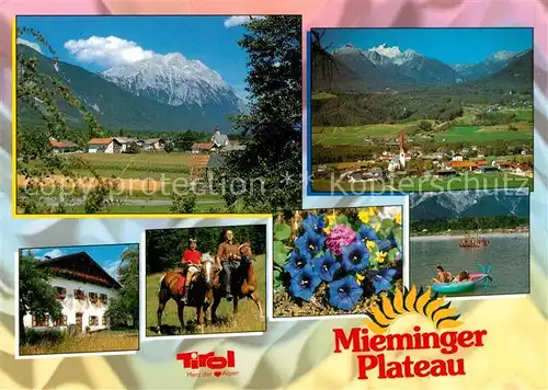 AK / Ansichtskarte Mieminger Plateau Alpenpanorama Blauer Enzian Badesee Reiten Filmheimat Bergdoktor Kat. Oesterreich