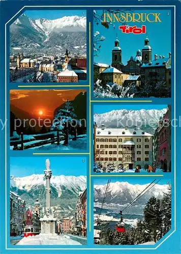 AK / Ansichtskarte Innsbruck Blick zum Berg Isel Abendstimmung Annasaeule Dom Goldenes Dach Patscherkofelbahn Kat. Innsbruck