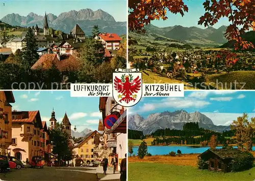 AK / Ansichtskarte Kitzbuehel Tirol mit Wildem Kaiser Vorderstadt Ortspartie Schwarzsee Kat. Kitzbuehel