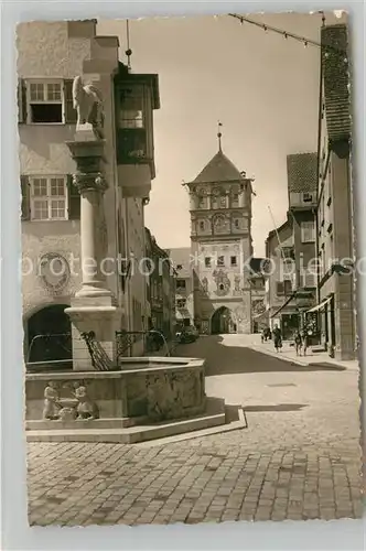 AK / Ansichtskarte Wangen Allgaeu Ravensburger Tor Brunnen Kat. Wangen im Allgaeu