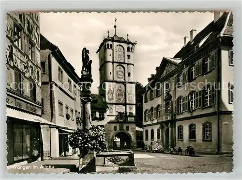 AK / Ansichtskarte Wangen Allgaeu Ravensburger Tor Brunnen Kat. Wangen im Allgaeu