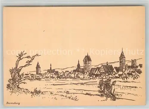 AK / Ansichtskarte Ravensburg Wuerttemberg Panorama Kuenstlerkarte Kat. Ravensburg