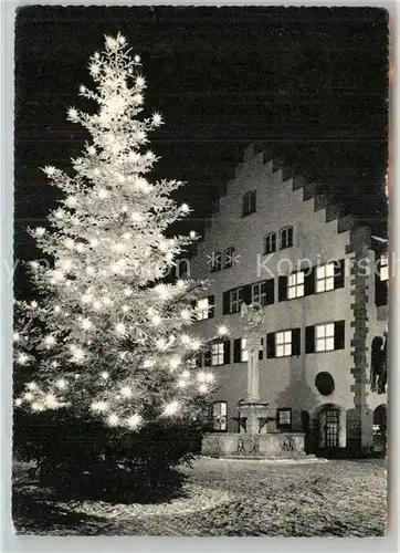 AK / Ansichtskarte Wangen Allgaeu Weihnachtsbaum Nachtaufnahme Kat. Wangen im Allgaeu