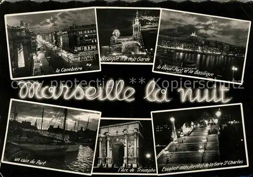 AK / Ansichtskarte Marseille Bouches du Rhone Arc Triomphe Basilique Canebiere