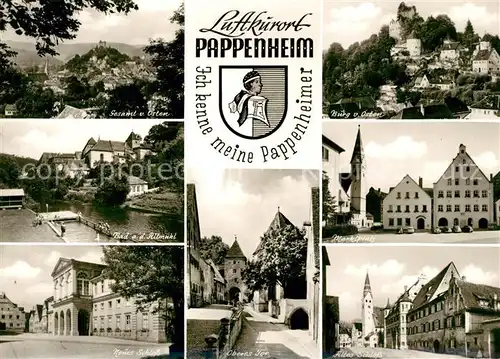 AK / Ansichtskarte Pappenheim Mittelfranken Marktplatz Burg Schloss Kat. Pappenheim