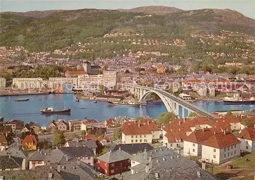 AK / Ansichtskarte Bergen Norwegen Utsikt over byen Puddefjordsbroen Kat. Norwegen