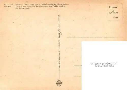 AK / Ansichtskarte Bergen Norwegen Utsikt over byen Puddefjordsbroen Kat. Norwegen