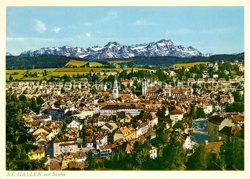AK / Ansichtskarte St Gallen SG Stadtpanorama mit Blick zum Saentis Appenzeller Alpen Kat. St Gallen