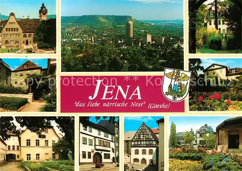 AK / Ansichtskarte Jena Thueringen Universitaet Romantikerhaus Fromannsches Haus Zur Rosen Alte Goehre Schillerhaus Inspektorhaus Volkshaus Stadtpanorama