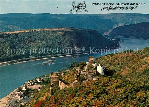 AK / Ansichtskarte Kamp Bornhofen Romantische Burgen am Rhein Die feindlichen Brueder Fliegeraufnahme Kat. Kamp Bornhofen