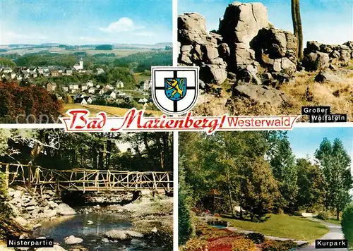 AK / Ansichtskarte Bad Marienberg Panorama Grosser Wolfstein Nisterpartie Kurpark