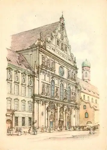 AK / Ansichtskarte Muenchen Michaelshofkirche 16. Jhdt. Erbauer Friedrich de Sustris Kuenstlerkarte Kat. Muenchen