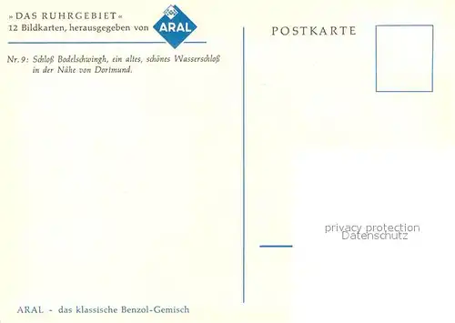 AK / Ansichtskarte Bodelschwingh Wasserschloss Serie Das Ruhrgebiet 12 Bildkarten von Aral Nr 9 Kuenstlerkarte Kat. Dortmund
