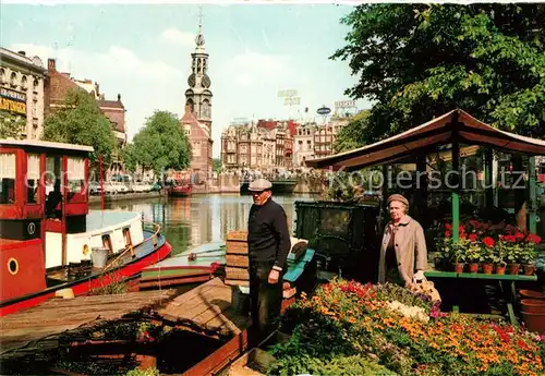 AK / Ansichtskarte Amsterdam Niederlande Blumenmarkt beim historischen Singel Minzerturm Kat. Amsterdam