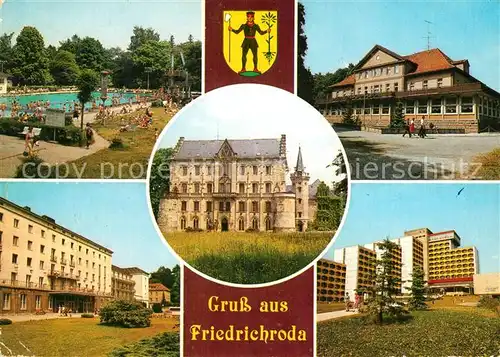 AK / Ansichtskarte Friedrichroda Schwimmbad Schloss Reinhardsbrunn Parkhotel FDGB Erholungsheime Kat. Friedrichroda