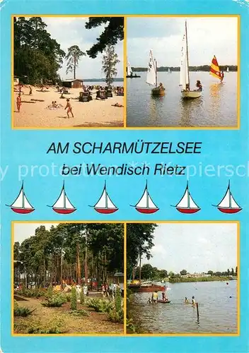 AK / Ansichtskarte Wendisch Rietz Badestrand Camping Segeln Scharmuetzelsee Kat. Wendisch Rietz