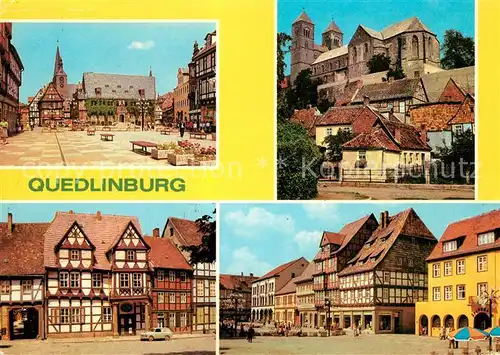 AK / Ansichtskarte Quedlinburg Rathaus Dom Klopstockhaus Markt Fachwerkhaeuser Kat. Quedlinburg