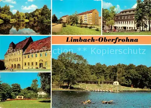 AK / Ansichtskarte Oberfrohna Stadtpark Hoher Hain Wohnsiedlung Hotel Voelkerfreundschaft Rathaus Platz des Friedens Knaumuehlenbad Kat. Limbach Oberfrohna