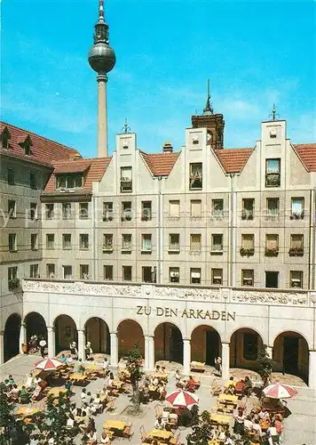 AK / Ansichtskarte Berlin Gaststaette Zu den Arkaden Nikolaiviertel Fernsehturm Hauptstadt der DDR Kat. Berlin