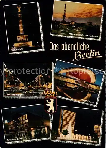 AK / Ansichtskarte Berlin Siegessaeule Kurfuerstendamm Deutsche Oper Messegelaende mit Funkturm Kongresshalle Ernst Reuter Platz Kat. Berlin