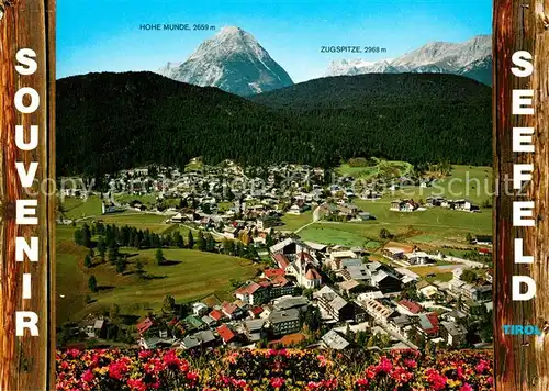 AK / Ansichtskarte Seefeld Tirol Fliegeraufnahme mit Hohe Munde und Zugspitze Kat. Seefeld in Tirol