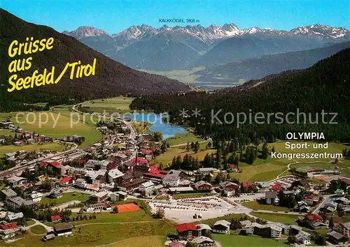 AK / Ansichtskarte Seefeld Tirol Fliegeraufnahme mit Olympia Sport und Kongresszentrum und Kalkkoegel Kat. Seefeld in Tirol