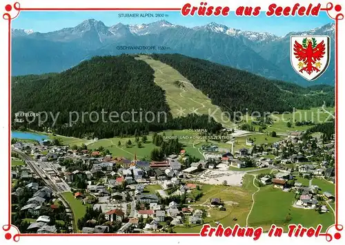 AK / Ansichtskarte Seefeld Tirol Fliegeraufnahme mit Gschwandtkopf Seefelder See und Stubaier Alpen Kat. Seefeld in Tirol