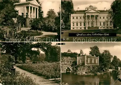 AK / Ansichtskarte Woerlitz Floratempel Roseninsel Sonnenuhr Schlossmuseum Der Stein Kat. Woerlitz