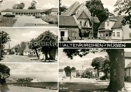 AK / Ansichtskarte Altenkirchen Ruegen Konsum Landwarenhaus Strasse des Friedens Kap Arkona aelteste Kirche Am Markt Kat. Altenkirchen Ruegen