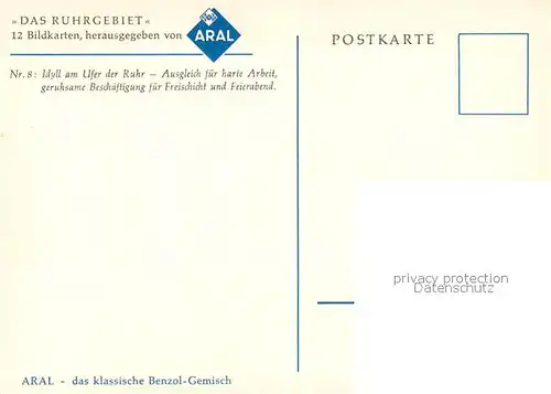 AK / Ansichtskarte Werbung Reklame Aral Kuenstlerkarte Ruhrgebiet Idyll am Ufer der Ruhr  Kat. Werbung