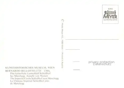AK / Ansichtskarte Kuenstlerkarte Bernardo Bellotto Lustschloss Schlosshof Marchegg  Kat. Kuenstlerkarte