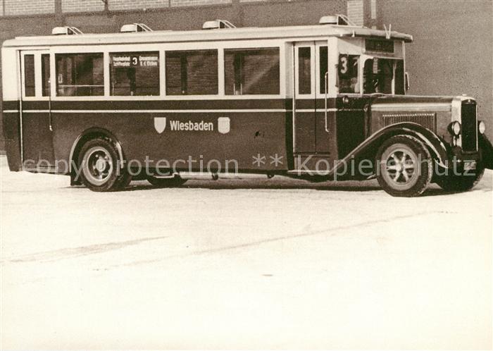 AK / Ansichtskarte Autobus Omnibus Oldtimer 1929 Henschel Wiesbaden Kat