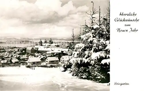 AK / Ansichtskarte Weingarten Wuerttemberg Wallfahrtskirche Winterpanorama Neujahrswuensche