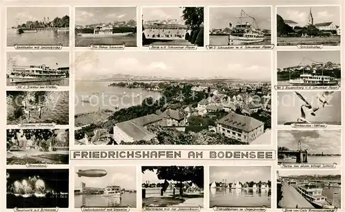 AK / Ansichtskarte Friedrichshafen Bodensee Schlosskirche Feuerwerk Strandbad Gondelhafen  Kat. Friedrichshafen