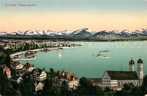 AK / Ansichtskarte Friedrichshafen Bodensee Schlosskirche Hafen Alpen Kat. Friedrichshafen