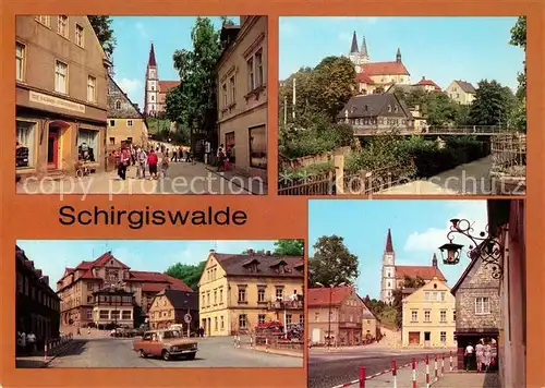 AK / Ansichtskarte Schirgiswalde Obermarkt Teilansicht Kirche Ernst Thaelmann Strasse Kat. Schirgiswalde