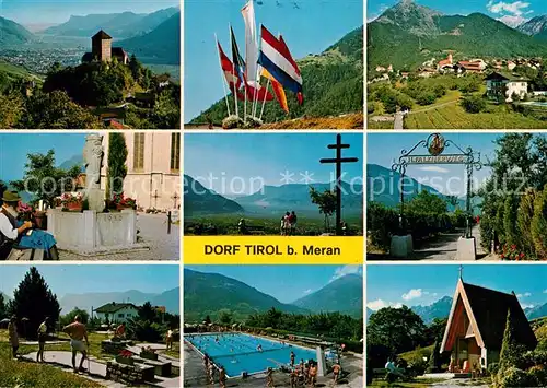 AK / Ansichtskarte Dorf Tirol H. Falknerweg Burg Schwimmbad Kapelle Kat. Tirolo