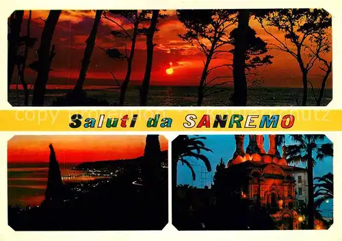 AK / Ansichtskarte Sanremo Tramonte Scorcio panoramico Notturno chiesa Russa Kat. 